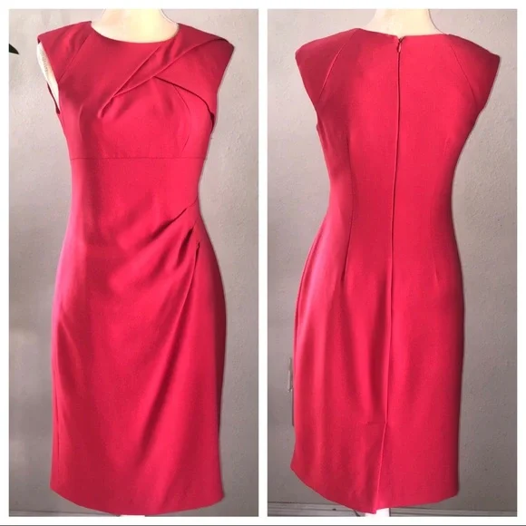 Adrianna Papell | Dresses | Adrianna Papell Pleated Crepe Dress Size 4 Red  | Poshmark